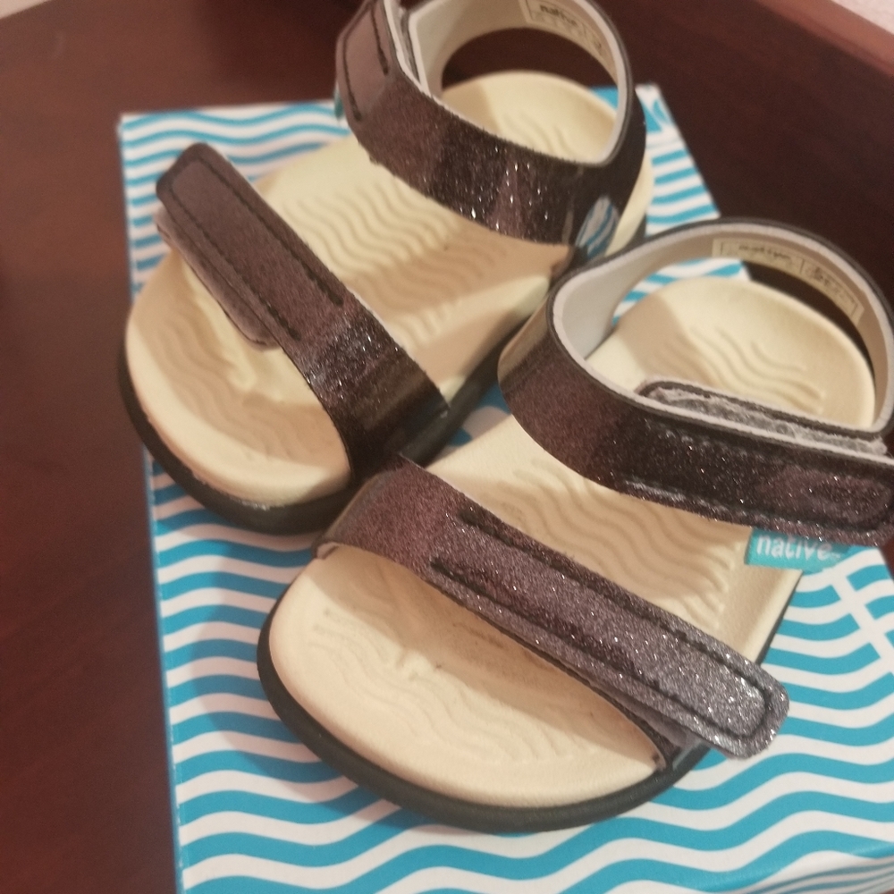Native Toddler Black Sparkle Sandals